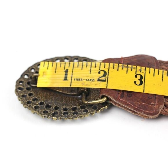 Leatherock BRAIDED BROWN REAL LEATHER 2 3/8\